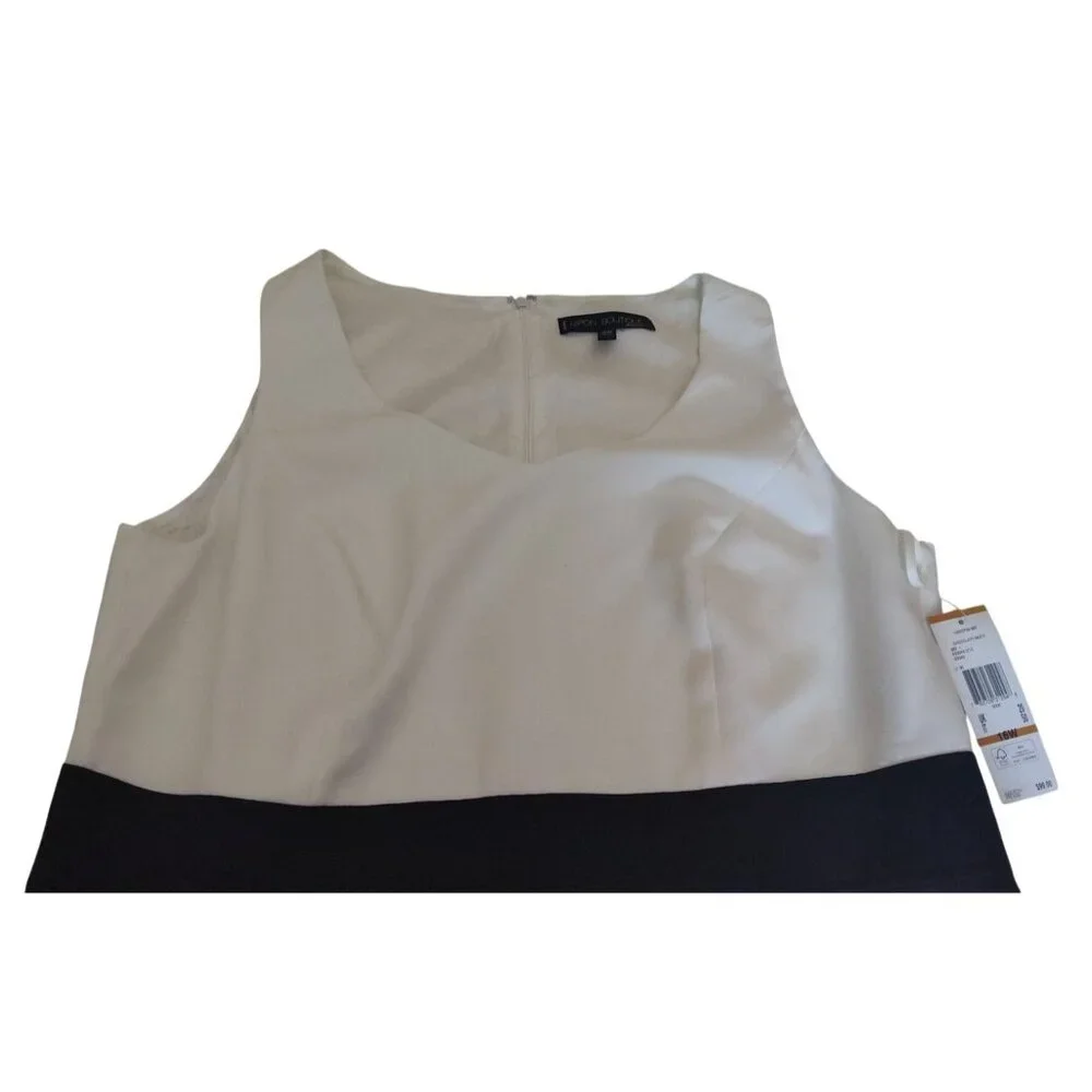 Nipon Boutique Women's 16W Colorblock Sleeveless Sheath Dress In Chocolate/White - Picture 8 of 15